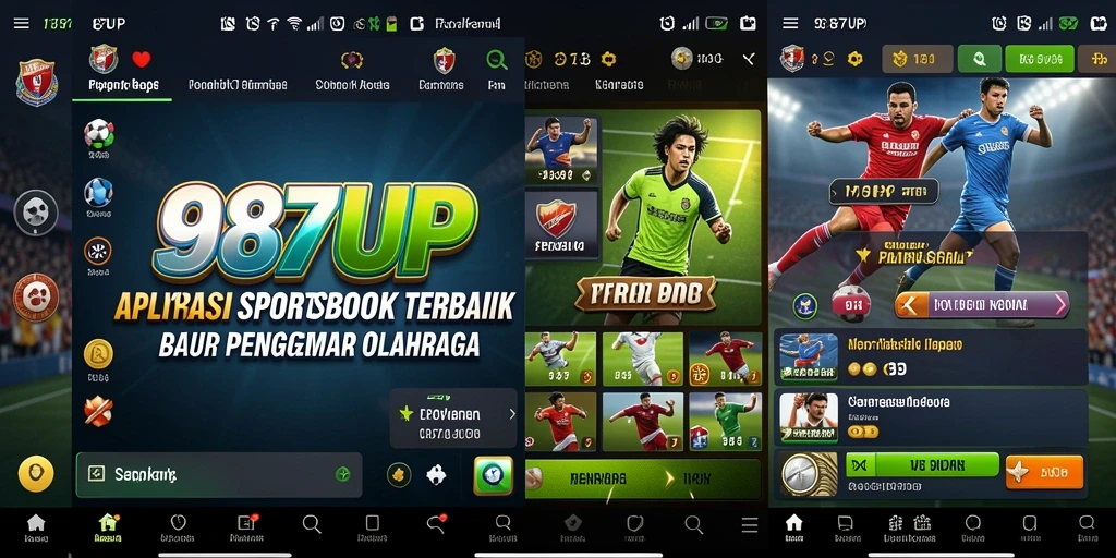 Tampilan luar aplikasi 987UP dengan fitur Sportsbook.