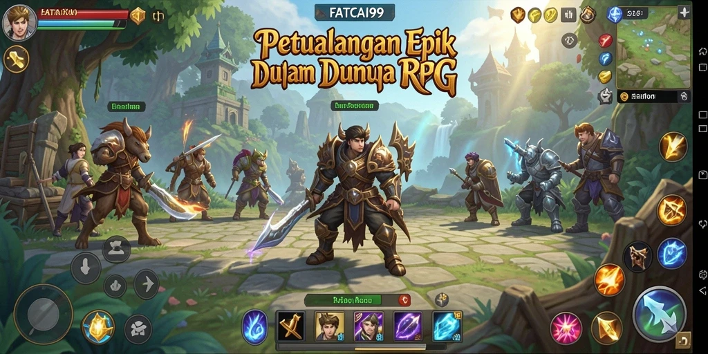 Screenshot utama FATCAI99 menampilkan aksi seru dalam pertempuran RPG.