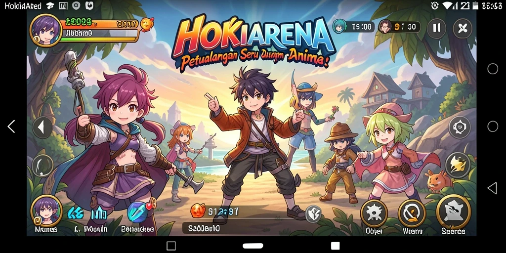 Gameplay HOKIARENA yang seru dan menampilkan karakter Anime.