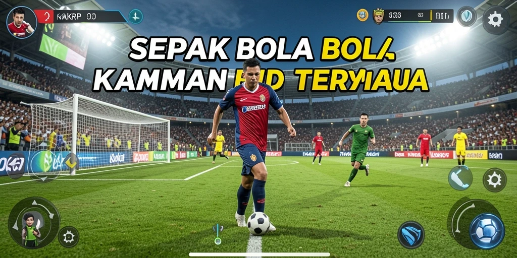 Tampilan gameplay KAKRP dengan aksi sepak bola yang seru.