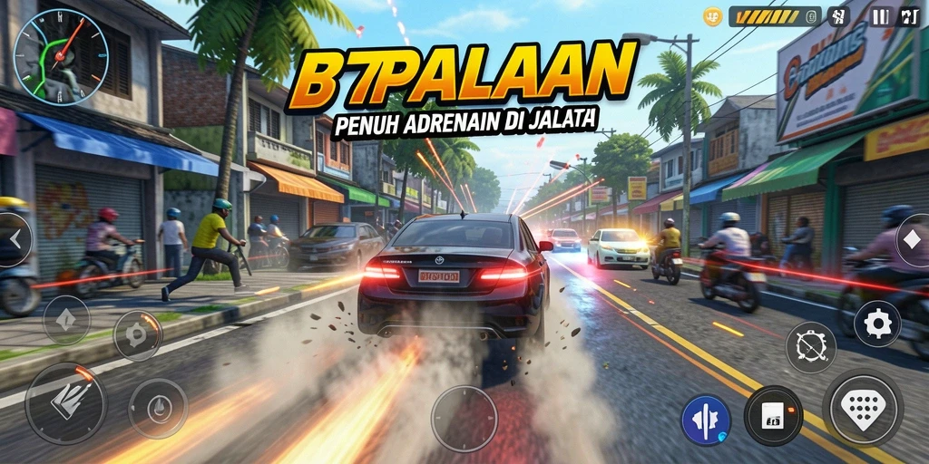 Screenshot gameplay L777 menampilkan aksi balapan yang intens.