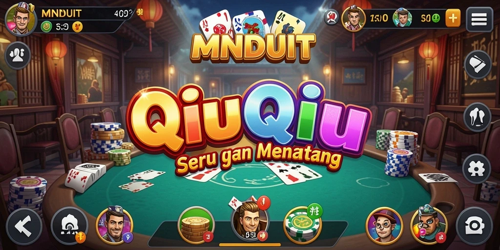 Tampilan gameplay MNDUIT dengan pemain berkompetisi di meja QiuQiu.