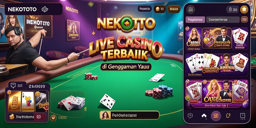 Tampilan gameplay NEKOTOTO dengan dealer langsung dan meja kasino.