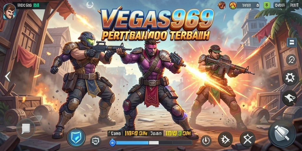 Tampilan gameplay VEGAS969 dengan pertempuran epik di arena Battle Royale.