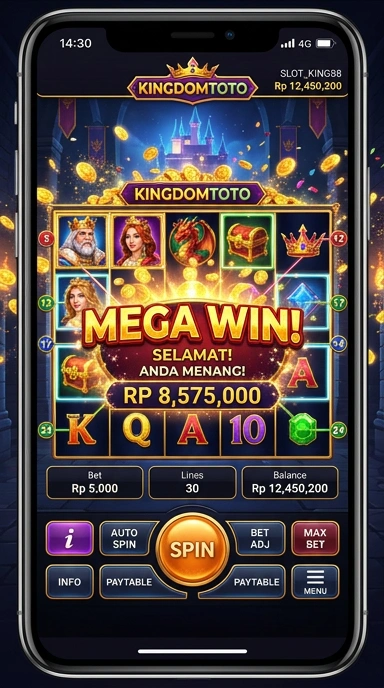 Skrinsut dari aplikasi kingdomtoto dengan antarmuka pengguna yang menarik.